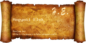 Hegyesi Elek névjegykártya